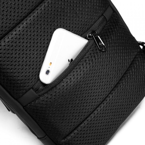 Geanta crossbody/de umar, multifunctionala, cu port de incarcare USB, Bange, 18cmx11cmx31cm, Neagra - Img 7