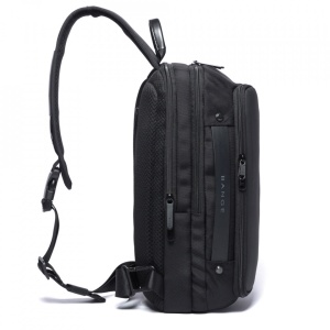 Geanta crossbody/de umar smart casual, impermeabila, cu port de incarcare USB, Bange, 20x11x32 cm, Neagra - Img 3