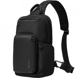 Geanta de mana, de umar sau de piept, smart casual, cu buzunar antifurt, Bange, 36x21x11 cm, Neagra - Img 1
