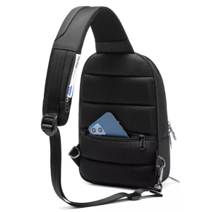 Geanta de umar, de piept sau de mana casual, impermeabila, GETICS, 20x7x30cm, Neagra - Img 7