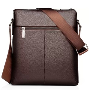Geanta de umar sau de mana business casual din piele ecologica, WEIXIER, 28x25x6 cm, Maro - Img 5