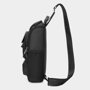 Geanta de umar sau de piept, din material impermeabil antizgariere, TIGERNU, 19x9x33 cm, Neagra - Img 5