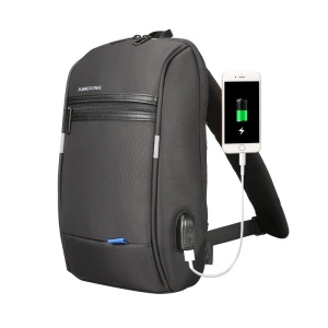 Geanta laptop 10.1", de umar, de piept sau de mana tip sling, antifurt, cu port de incarcare USB, Kingsons, 31x19x8 cm, Neagra - Img 3