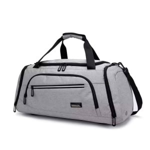 Geanta pentru activitati sportive sau calatorii, impermeabila, cu compartiment pentru incaltaminte, Getics, 53x21x31 cm, Gri