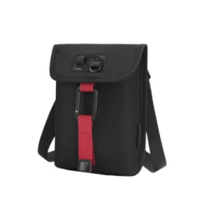 Geanta sport casual de umar sau de piept, TIGERNU, 19.5x3x15 cm, Neagra cu rosu