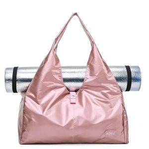 Geanta sport, impermeabila, cu aspect metalic si compartiment pentru incaltaminte, Escalate, 48x20x24 cm, Roz - Img 4