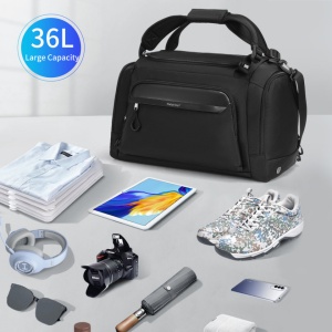 Geanta sport impermeabila pentru sala sau calatorii, cu compartiment pentru incaltaminte, Tigernu, 46x29x28 cm, Neagra - Img 3