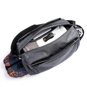 Geanta sport unisex pentru calatorii, impermeabila, cu buzunar pentru incaltaminte, Bange, 46x17x26 cm, Gri - Img 4