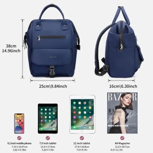 Rucsac dama 14", multifunctional, impermeabil cu buzunar antifurt, Tigernu, 25x16x38 cm, Albastru - Img 4