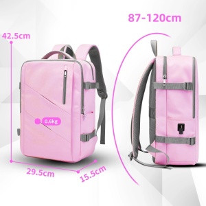 Rucsac dama 15.6", multifunctional, impermeabil, cu port USB, Getics, 29.5x15.5x42.5 cm, Roz - Img 4