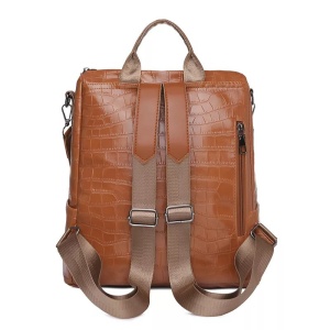 Rucsac dama, impermeabil cu buzunar antifurt, Escalate, 31x29x14 cm, Maro - Img 4