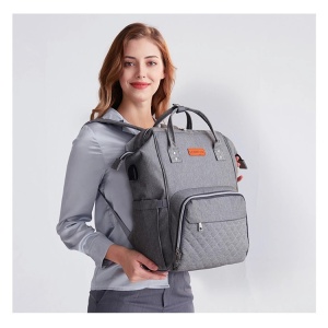 Rucsac impermeabil multifunctional pentru mamici, interfata USB, LEQUEEN, Gri inchis - Img 4