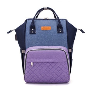 Rucsac impermeabil multifunctional pentru mamici, interfata USB, LEQUEEN, Albastru violet - Img 2