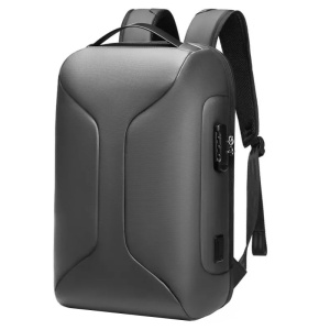 Rucsac laptop 15.6", business casual, cu cifru antifurt si port de incarcare USB, GETICS, 30x16x47 cm, Gri
