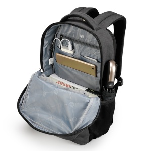 Rucsac laptop 15.6" business casual, impermeabil, cu port USB, Tigernu, 30x16x47 cm, Gri - Img 3