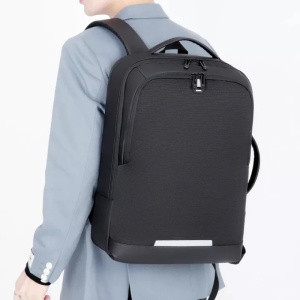 Rucsac laptop 15.6", casual business pentru calatorii, expandabil, cu port de incarcare USB, GETICS, 35x15/20x44 cm, Negru oxford - Img 7