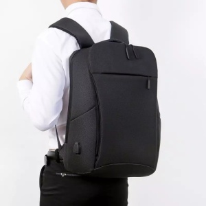 Rucsac laptop 15.6" casual, impermeabil, cu port incarcare USB, GETICS, 33x17x45 cm, Negru - Img 8