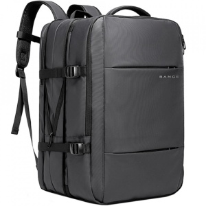 Rucsac laptop 15.6", pentru calatorii, impermeabil, expandabil pana la 37 L, cu port de incarcare USB, BANGE, 44x30x16 cm, Gri - Img 3