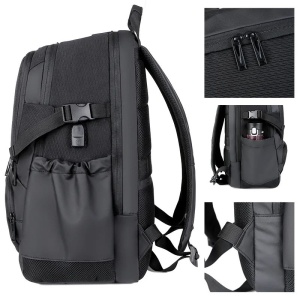 Rucsac laptop 15.6" smart casual, cu port de incarcare USB, GETICS, 46x30x22 cm, Negru - Img 6