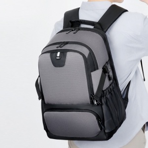 Rucsac laptop 15.6" smart casual, cu port de incarcare USB, GETICS, 46x30x22 cm, Gri - Img 7
