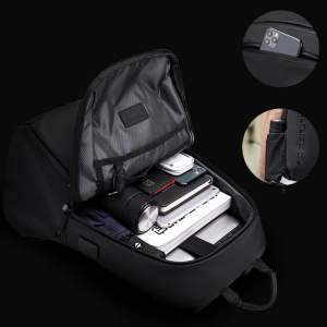 Rucsac laptop 15.6", smart casual, impermeabil, cu orificiu pentru casti, Arctic Hunter, 46x30x15 cm, Negru - Img 2