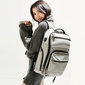 Rucsac laptop 15.6" smart casual, impermeabil, cu port USB si buzunar antifurt, Tigernu, 31x20x47 cm, Gri - Img 7