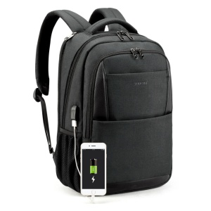 Rucsac laptop 15.6" smart casual, impermeabil, cu port USB, Tigernu, 45x31x18 cm, Negru - Img 6