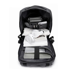 Rucsac laptop 15.6", smart, impermeabil cu sistem antifurt, port de incarcare USB, BANGE, 30x15x46 cm, Gri - Img 4