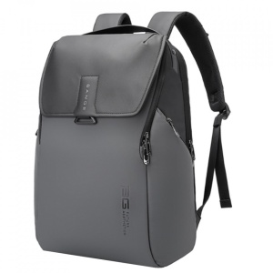 Rucsac modern unisex cu clapa magnetica, compartiment separat pentru laptop 15.6 inch, din poliester rezistent la stropi, cu buzunar ascuns, BANGE BG2581GY Gri