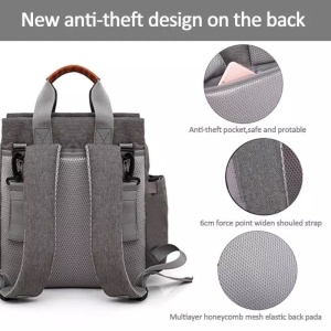 Rucsac pentru mamici, multifunctional, cu accesorii, impermeabil, Insular, Roz - Img 5
