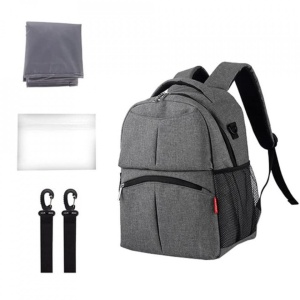 Rucsac pentru mamici, multifunctional, cu spatiu mare de depozitare, port USB, Insular, Gri - Img 5