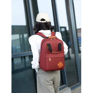 Set rucsac 15" casual minimalist, geanta de umar si portofel pentru adolescenti, GETICS, Rosu - Img 4