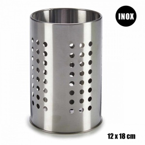 Suport pentru tacamuri din otel inoxidabil perforat, Escalate, 12x12x18 cm - Img 2