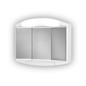 Dulap pentru baie din plastic cu usi culisante, oglinzi si lampi integrate, Escalate, 59x49x15.5 cm, Alb - Img 4
