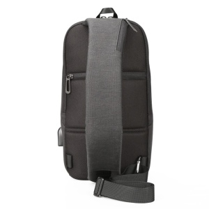 Geanta 10.1", de umar, de piept sau de mana, antifurt, cu port de incarcare USB, Kingsons, 31x18x8 cm, Gri inchis - Img 3