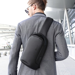 Geanta crossbody/de umar, multifunctionala, cu port de incarcare USB, Bange, 18cmx11cmx31cm, Neagra - Img 8