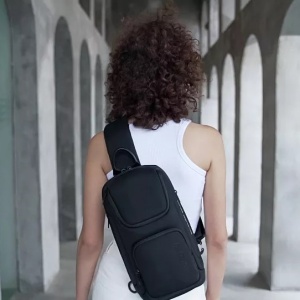 Geanta crossbody, de umar sau de mana, unisex, impermeabila, Bange, 34x17.5x11 cm, Neagra - Img 8