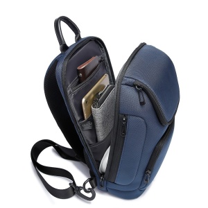 Geanta crossbody, de umar sau de mana, unisex, impermeabila, Bange, 34x17.5x11 cm, Albastra - Img 3