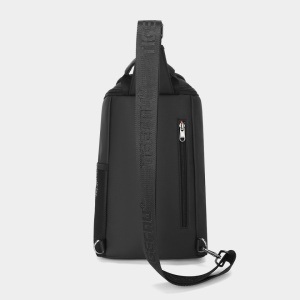 Geanta de umar sau de piept, din material impermeabil antizgariere, TIGERNU, 19x9x33 cm, Neagra - Img 6