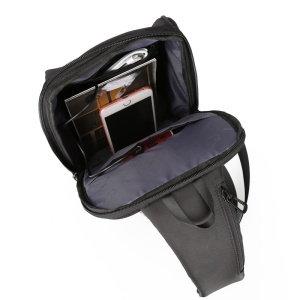 Geanta laptop 10.1", de umar, de piept sau de mana tip sling, antifurt, cu port de incarcare USB, Kingsons, 31x19x8 cm, Neagra - Img 4