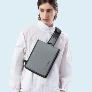 Geanta tip messenger casual, crossbody, de umar sau de mana, Bange, 28x8x22cm, Gri - Img 2