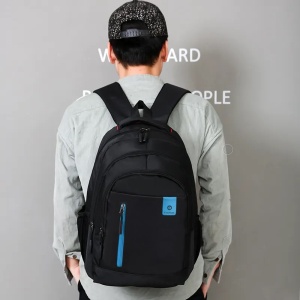 Rucsac 15.6" casual minimalist, impermeabil, GETICS, 32x19x44 cm, Negru/Albastru - Img 8