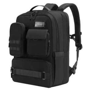 Rucsac calatorii cu compartiment antisoc pentru laptop 17.3", impermeabil, cu distanta reglabila intre barete, Tigernu, 32x20x47 cm, Negru