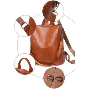 Rucsac dama, impermeabil cu buzunar antifurt, Escalate, 31x29x14 cm, Maro - Img 5