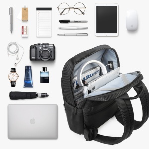 Rucsac laptop 15.6" smart business aspect carbon, impermeabil, cu port USB, Tigernu, 43x29x13 cm, Negru - Img 3