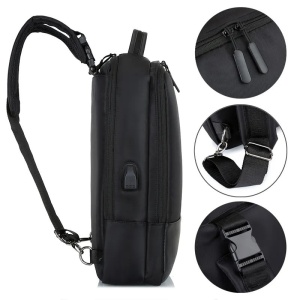 Rucsac laptop 15.6" smart business, convertibil, cu port de incarcare USB, GETICS, 30x13x41 cm, Negru - Img 5