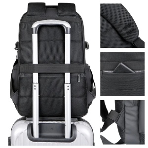 Rucsac laptop 15.6" smart casual, cu port de incarcare USB, GETICS, 46x30x22 cm, Negru - Img 7