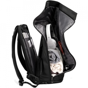 Rucsac laptop 15.6", smart casual, design pelerin unisex, impermeabil, BANGE, 44x30x17 cm, Negru - Img 3
