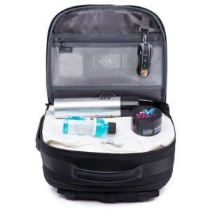 Rucsac laptop 15.6", smart casual, expandabil, cu insertie de piele ecologica, port de incarcare USB si jack audio, BANGE, 43x31x16 cm, Negru - Img 3