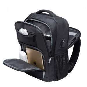 Rucsac laptop 15.6", smart casual, impermeabil, cu port de incarcare USB, BANGE, 45x32x15 cm, Negru - Img 2